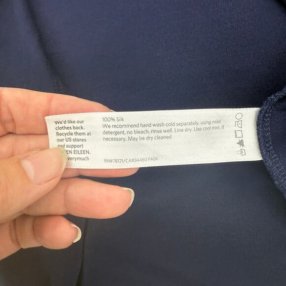 EILEEN FISHER Silk Asymmetrical Layering Shirt Size L Oversized Tunic Semi Sheer - Picture 4 of 7